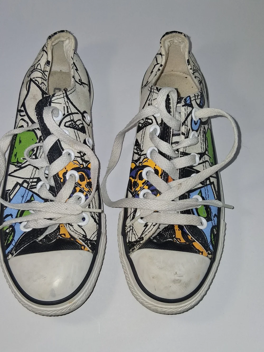 CONVERSE ALL STAR Canvas Sneakers in White with Graphics KidsYouth Size 4.5